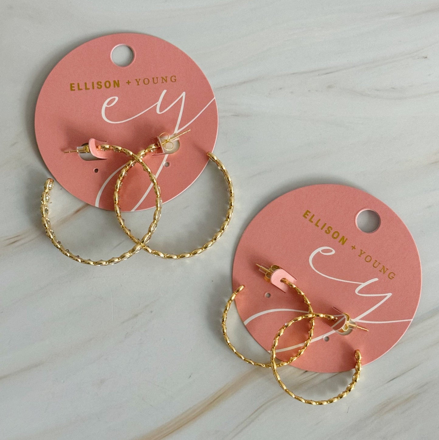 Floating Bezel Crystal Hoop Earrings by Ellisonyoung.com