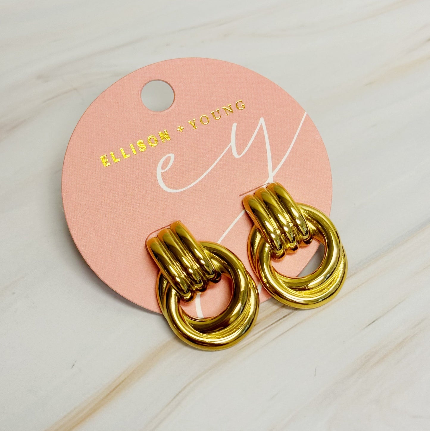 Golden Knocker Earrings by Ellisonyoung.com