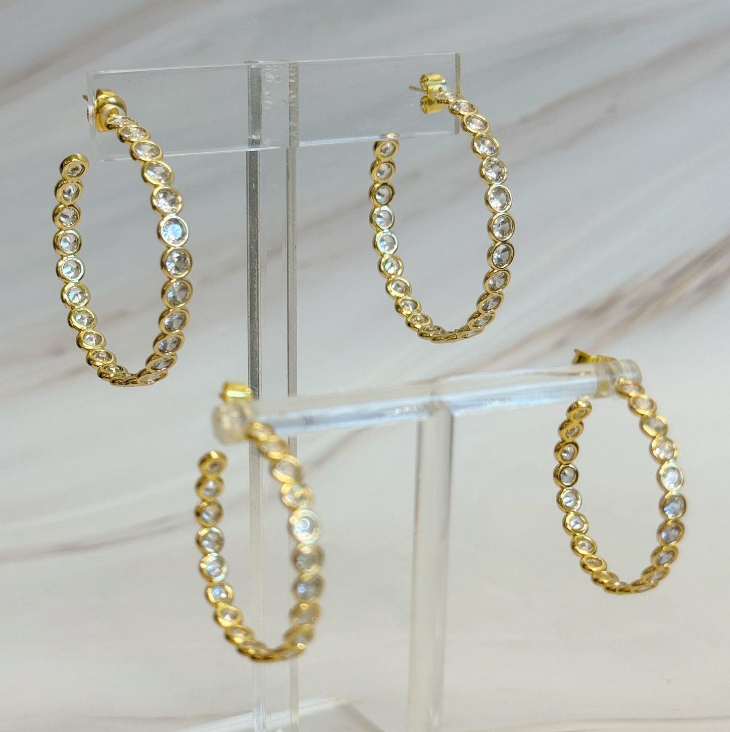 Floating Bezel Crystal Hoop Earrings by Ellisonyoung.com