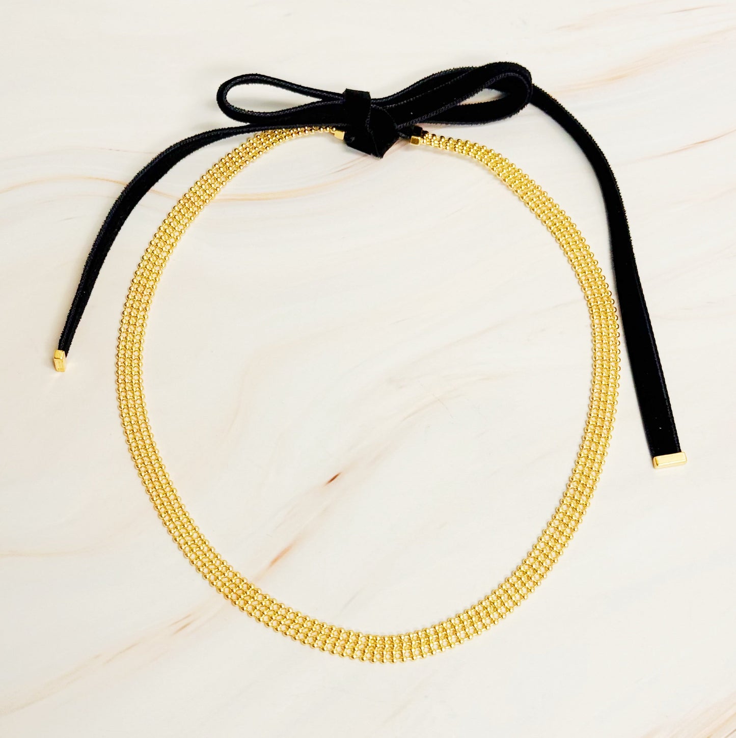 Ties On The Back Golden Choker Necklace by Ellisonyoung.com
