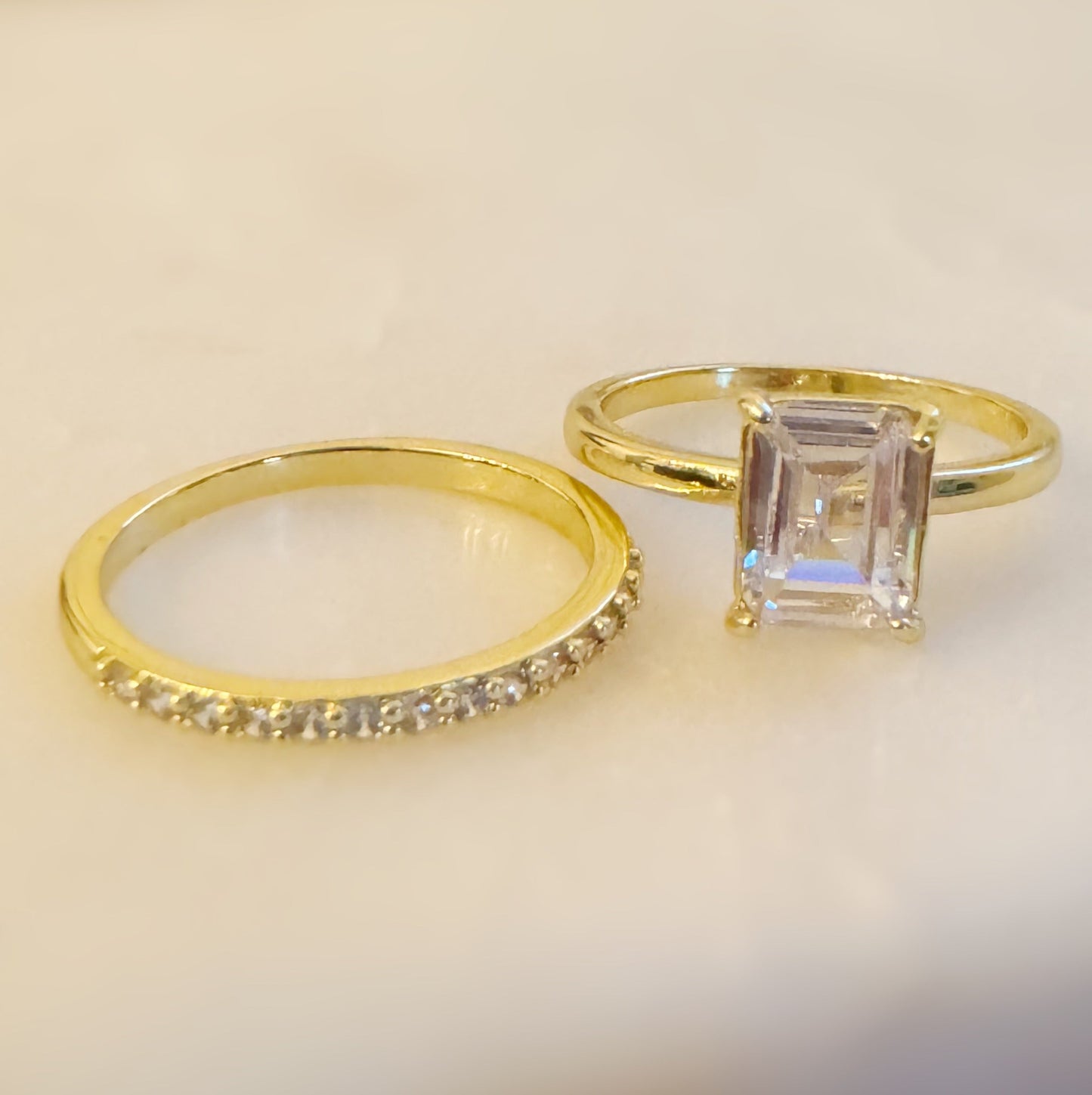 Emerald Cut Solitaire Ring Set Of 2 by Ellisonyoung.com