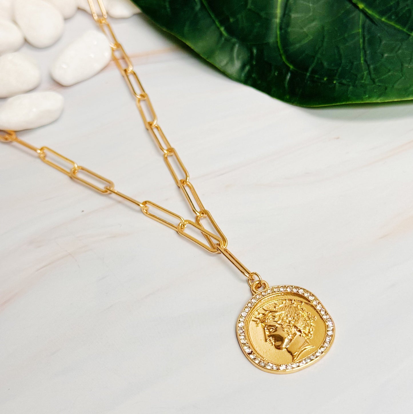 Glam Edge Coin Link Chain Necklace by Ellisonyoung.com
