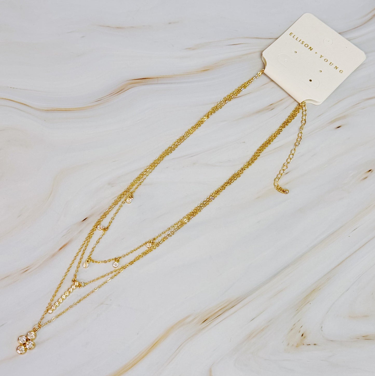 Bezel Crystals Layered Chain Necklace by Ellisonyoung.com