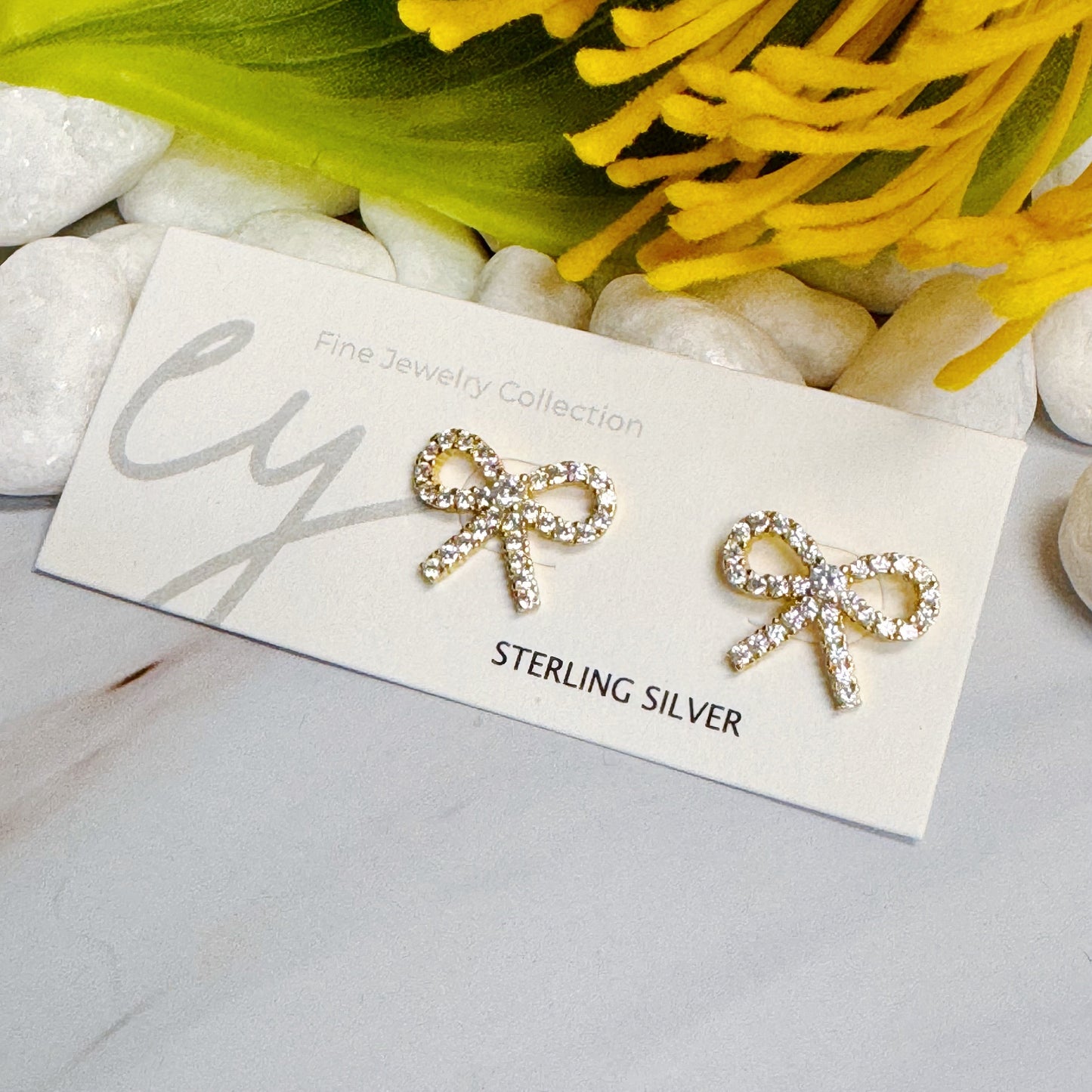 Shine Mini Bow Sterling Silver Earrings by Ellisonyoung.com