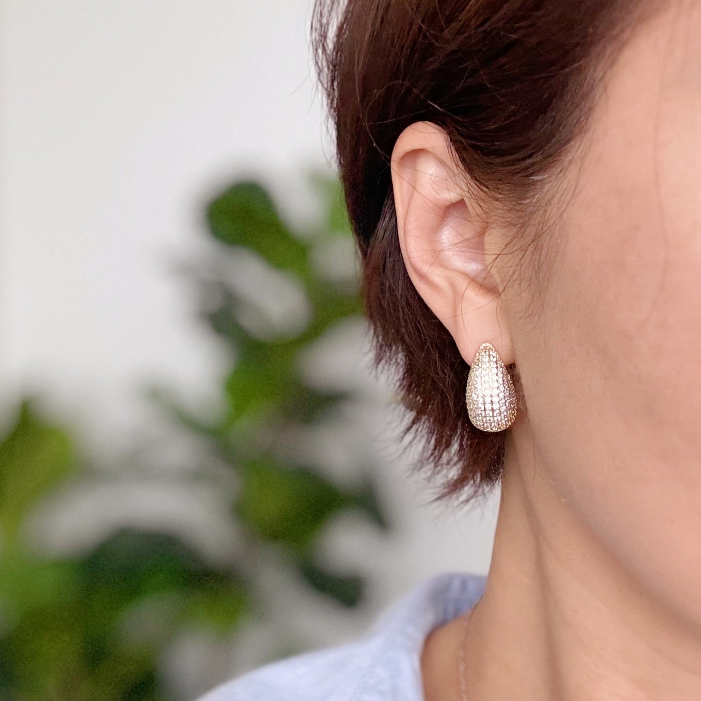 Paved Teardrop Stud Earrings by Ellisonyoung.com