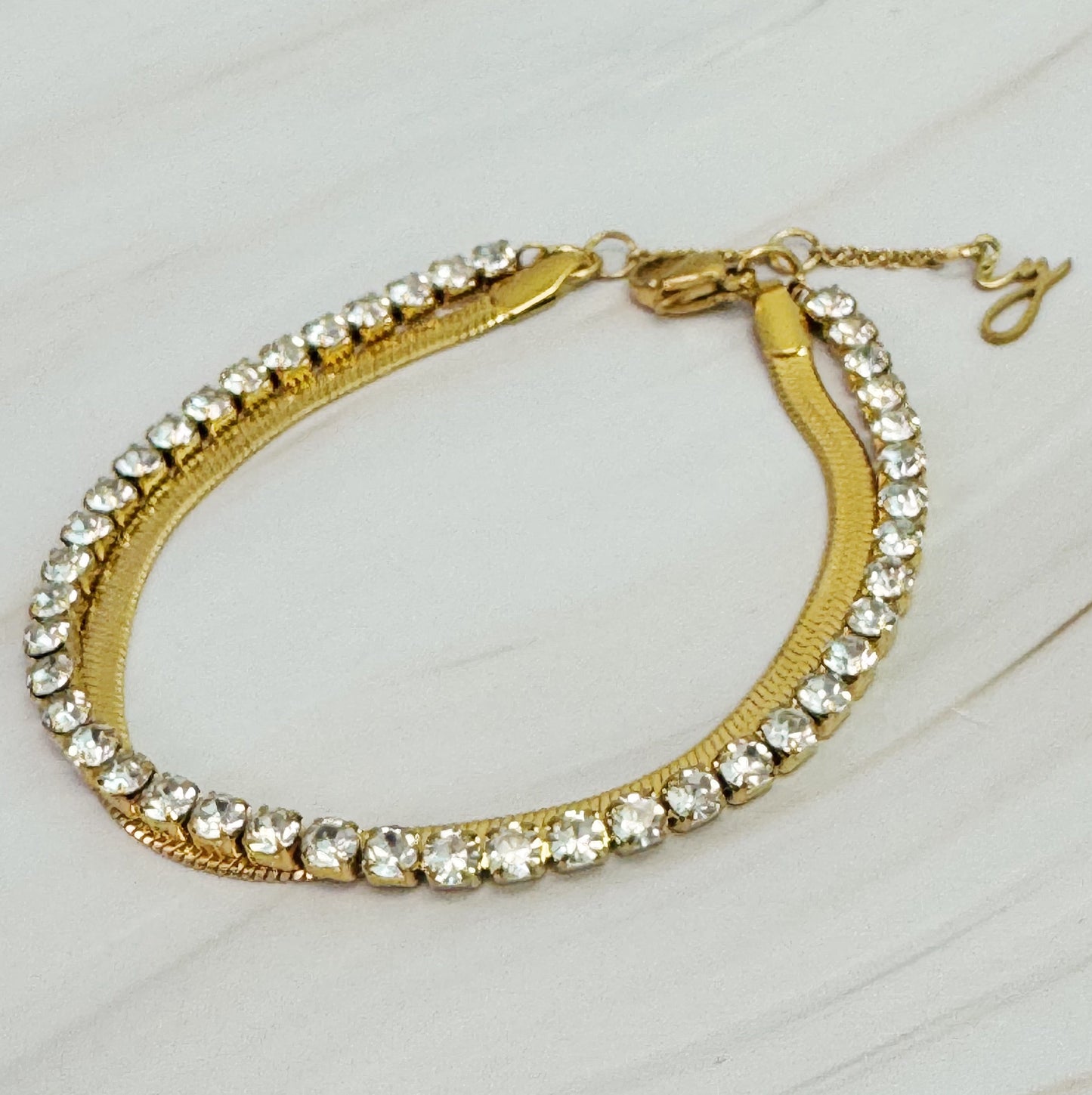 Herringbone And Tennis Bracelet by Ellisonyoung.com