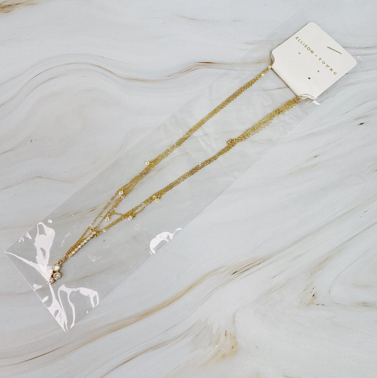 Bezel Crystals Layered Chain Necklace by Ellisonyoung.com