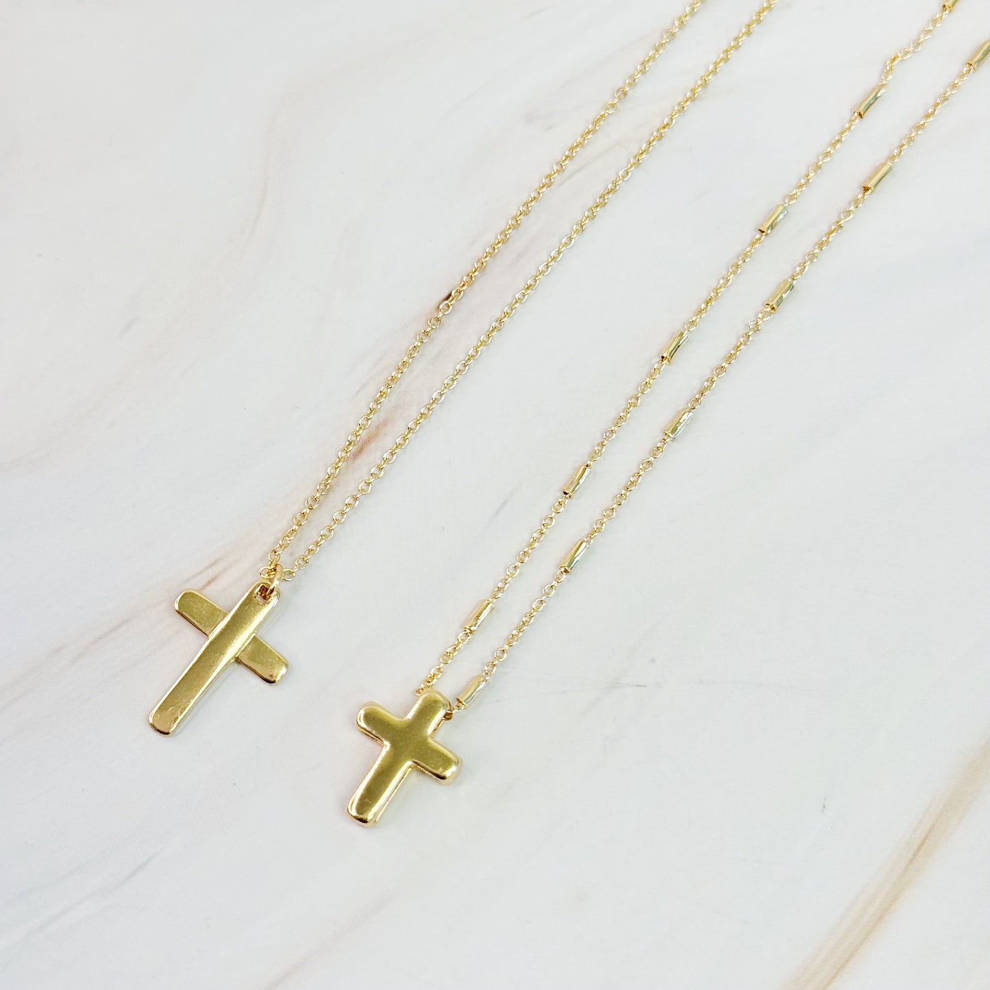 Pretty Chain Cross Necklace Set Of 2 by Ellisonyoung.com