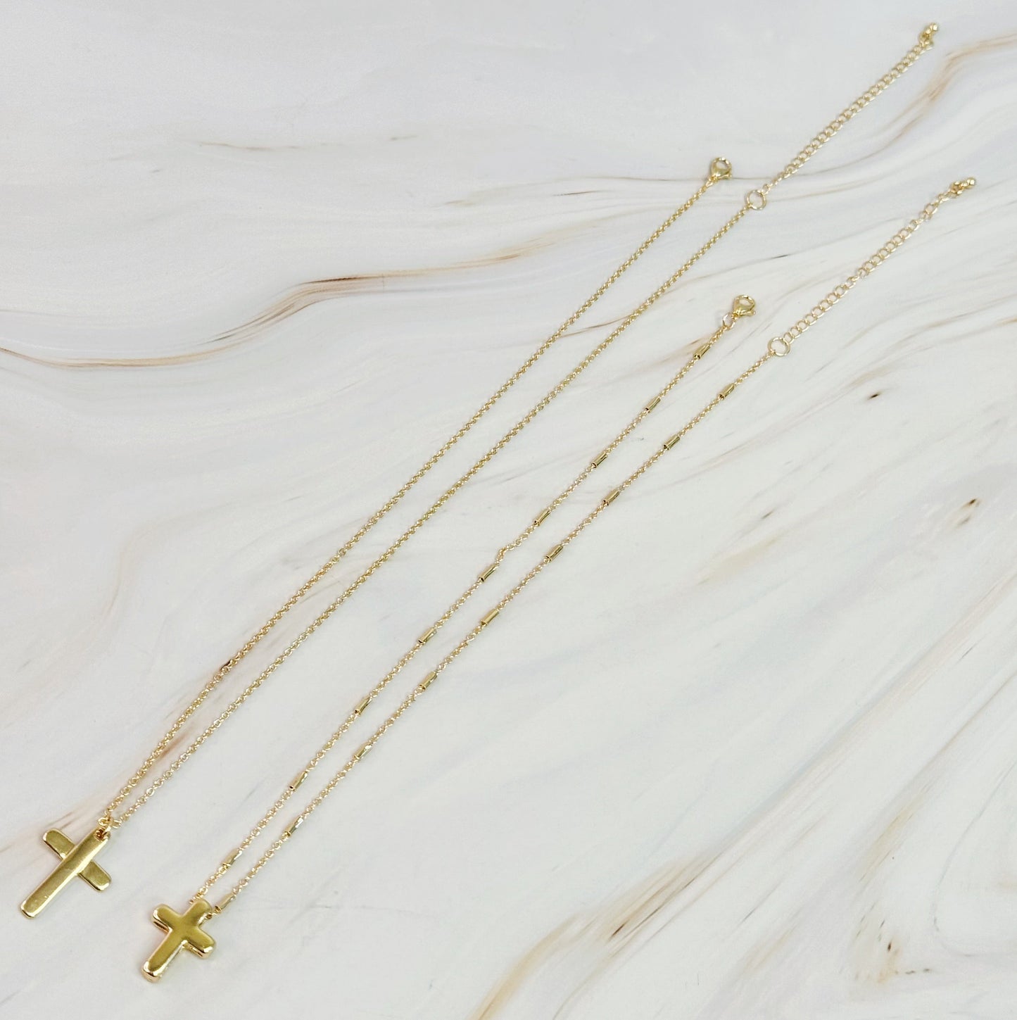 Pretty Chain Cross Necklace Set Of 2 by Ellisonyoung.com