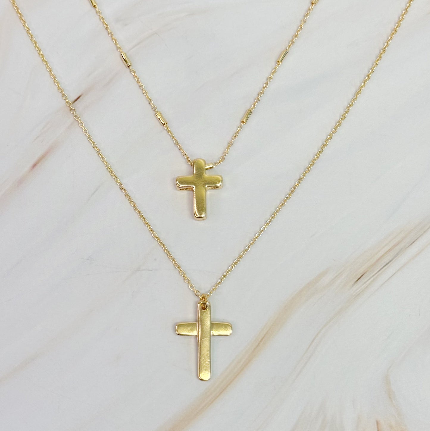 Pretty Chain Cross Necklace Set Of 2 by Ellisonyoung.com