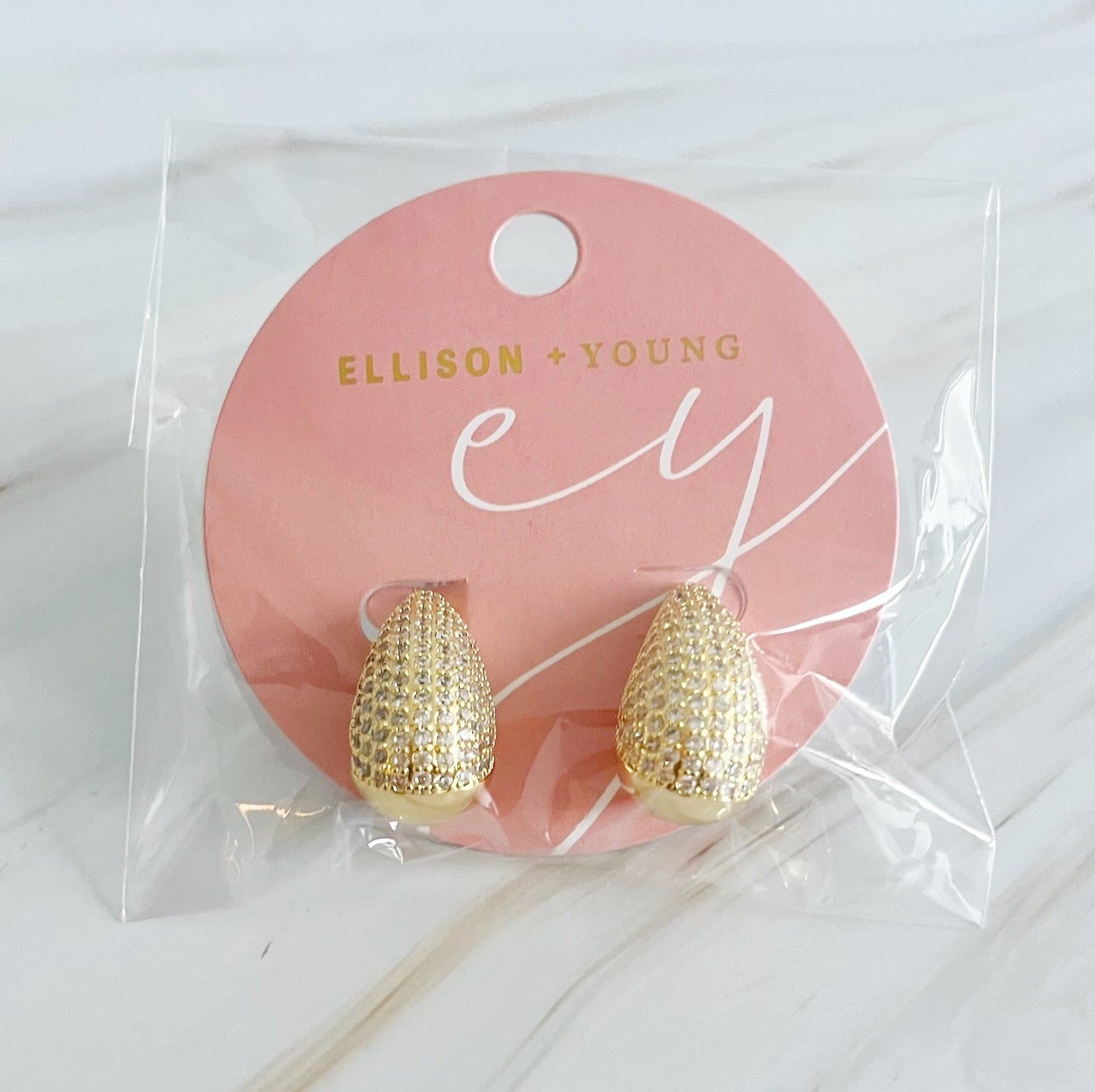 Paved Teardrop Stud Earrings by Ellisonyoung.com