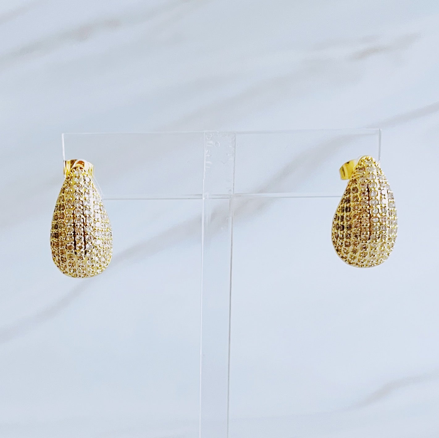 Paved Teardrop Stud Earrings by Ellisonyoung.com