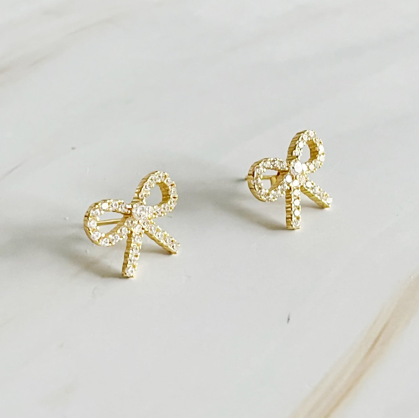 Shine Mini Bow Sterling Silver Earrings by Ellisonyoung.com