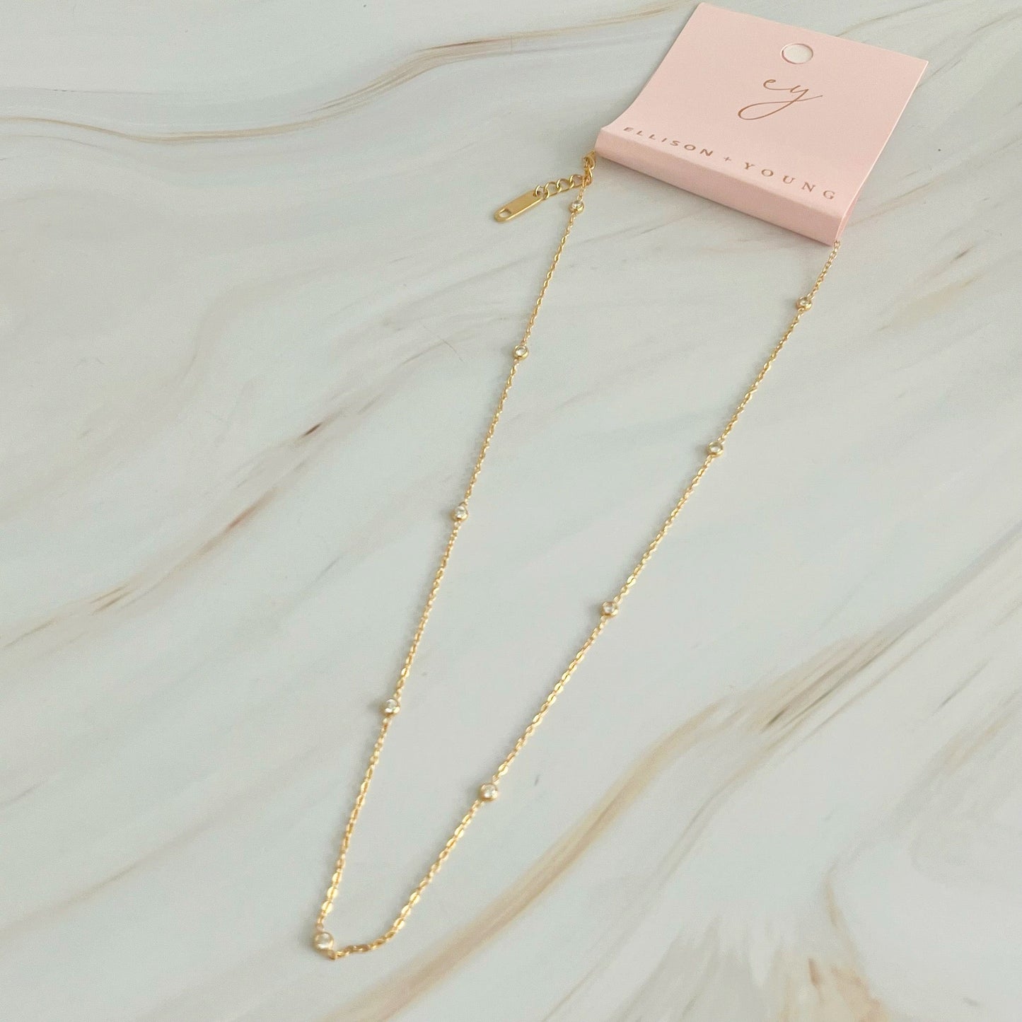 Dainty Bezeled Sparkle Necklace by Ellisonyoung.com