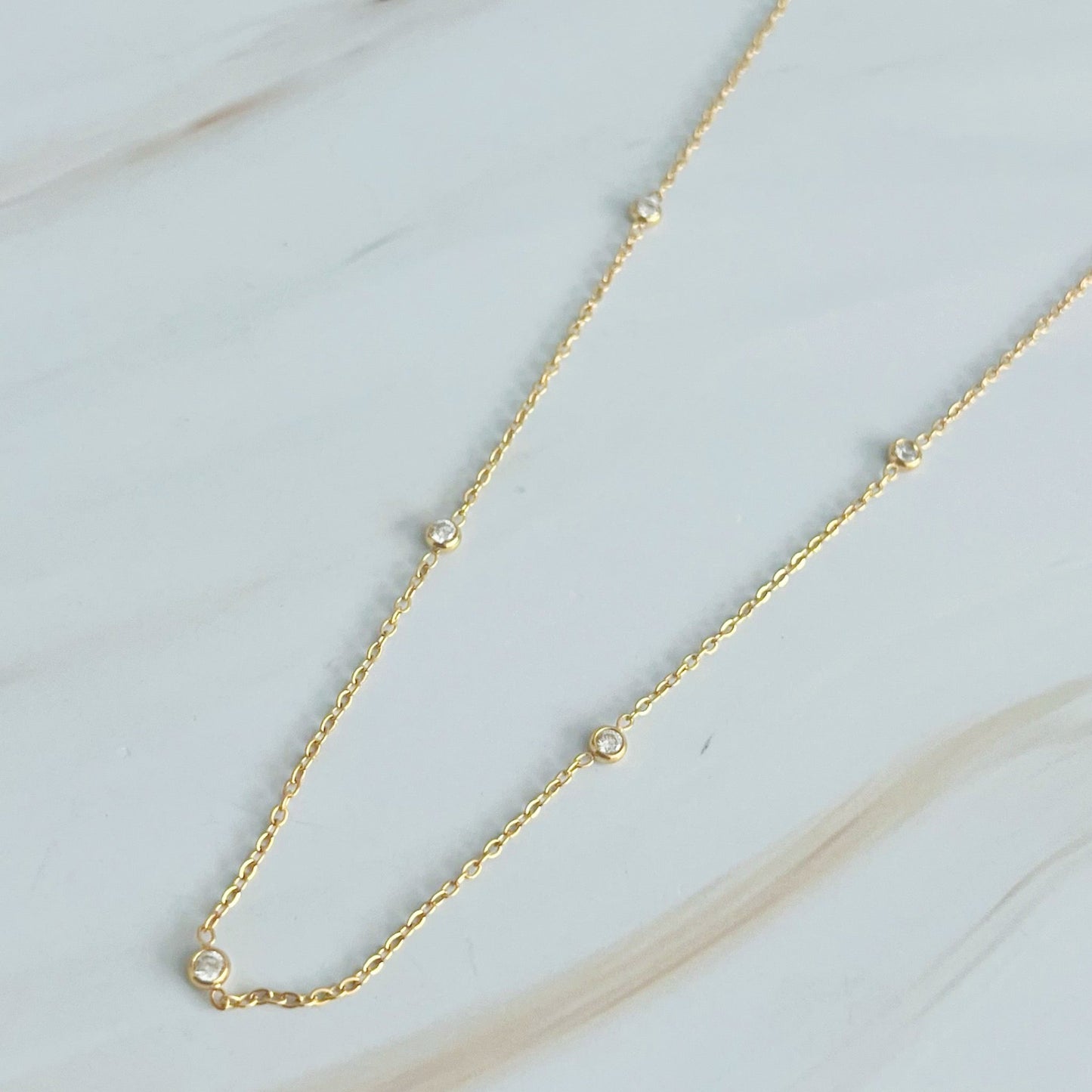 Dainty Bezeled Sparkle Necklace by Ellisonyoung.com