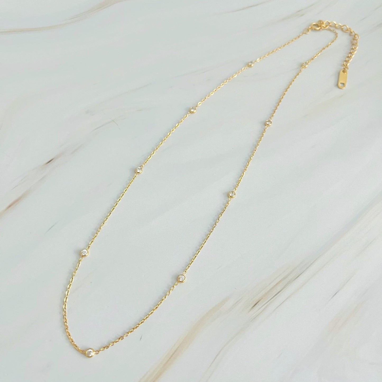 Dainty Bezeled Sparkle Necklace by Ellisonyoung.com