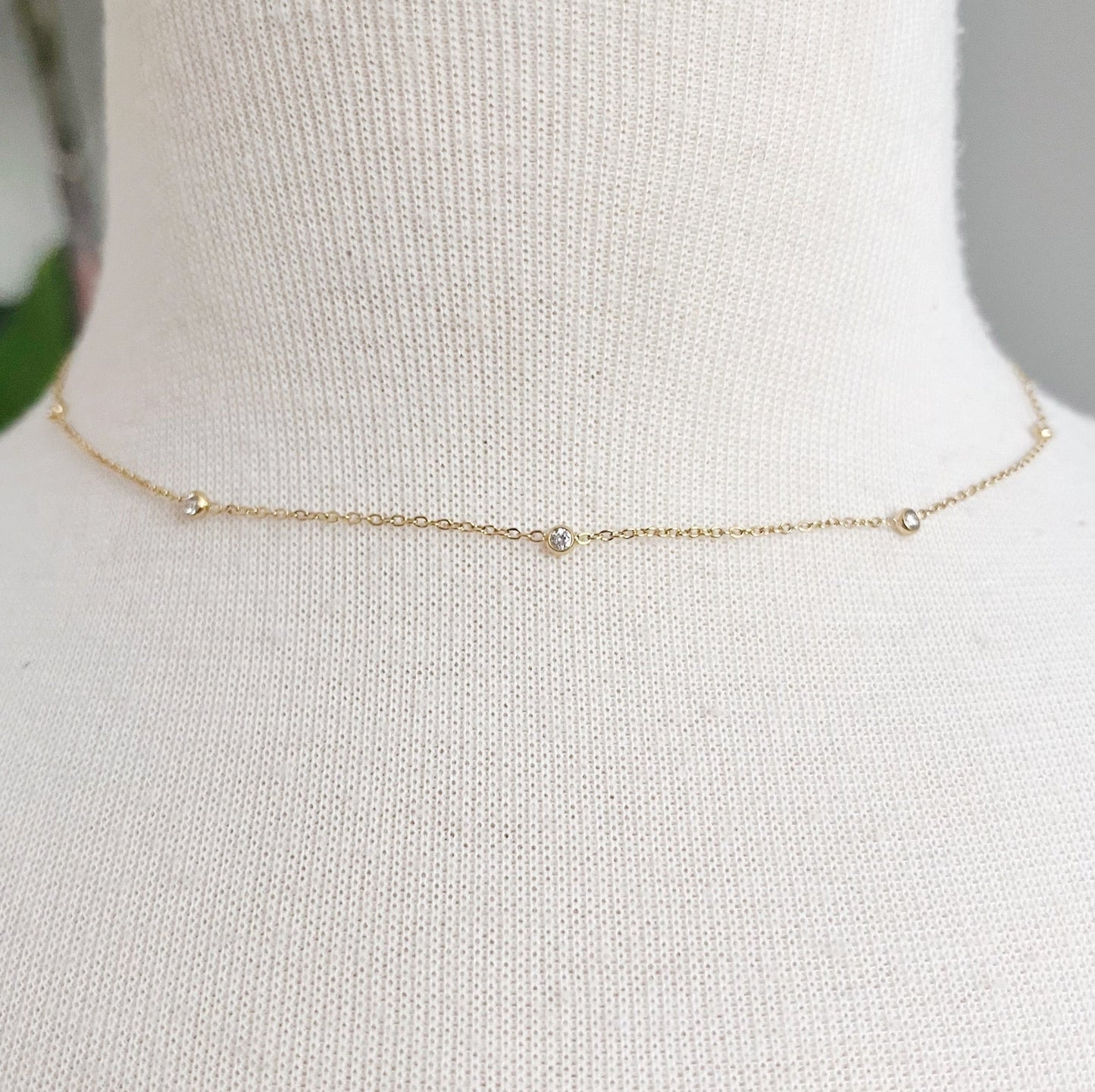 Dainty Bezeled Sparkle Necklace by Ellisonyoung.com