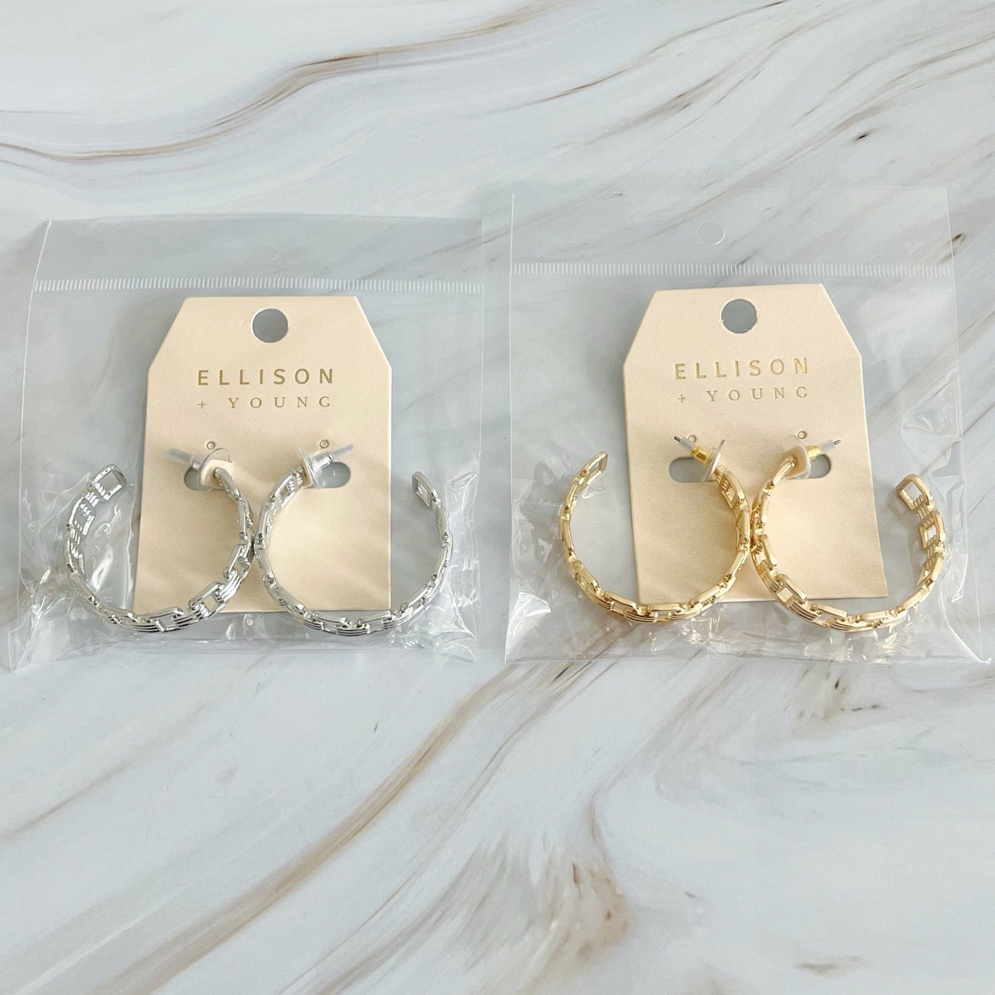 Linked Golden Hoop Earrings by Ellisonyoung.com