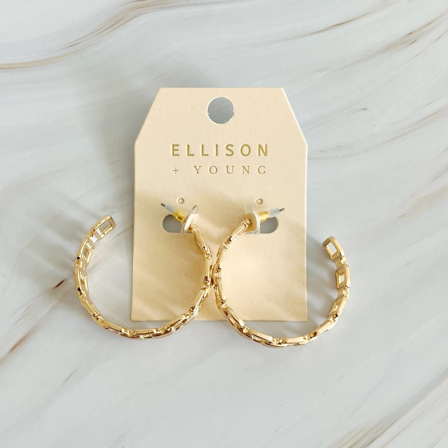 Linked Golden Hoop Earrings by Ellisonyoung.com