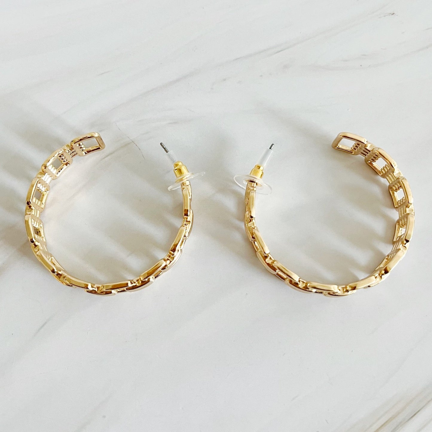 Linked Golden Hoop Earrings by Ellisonyoung.com
