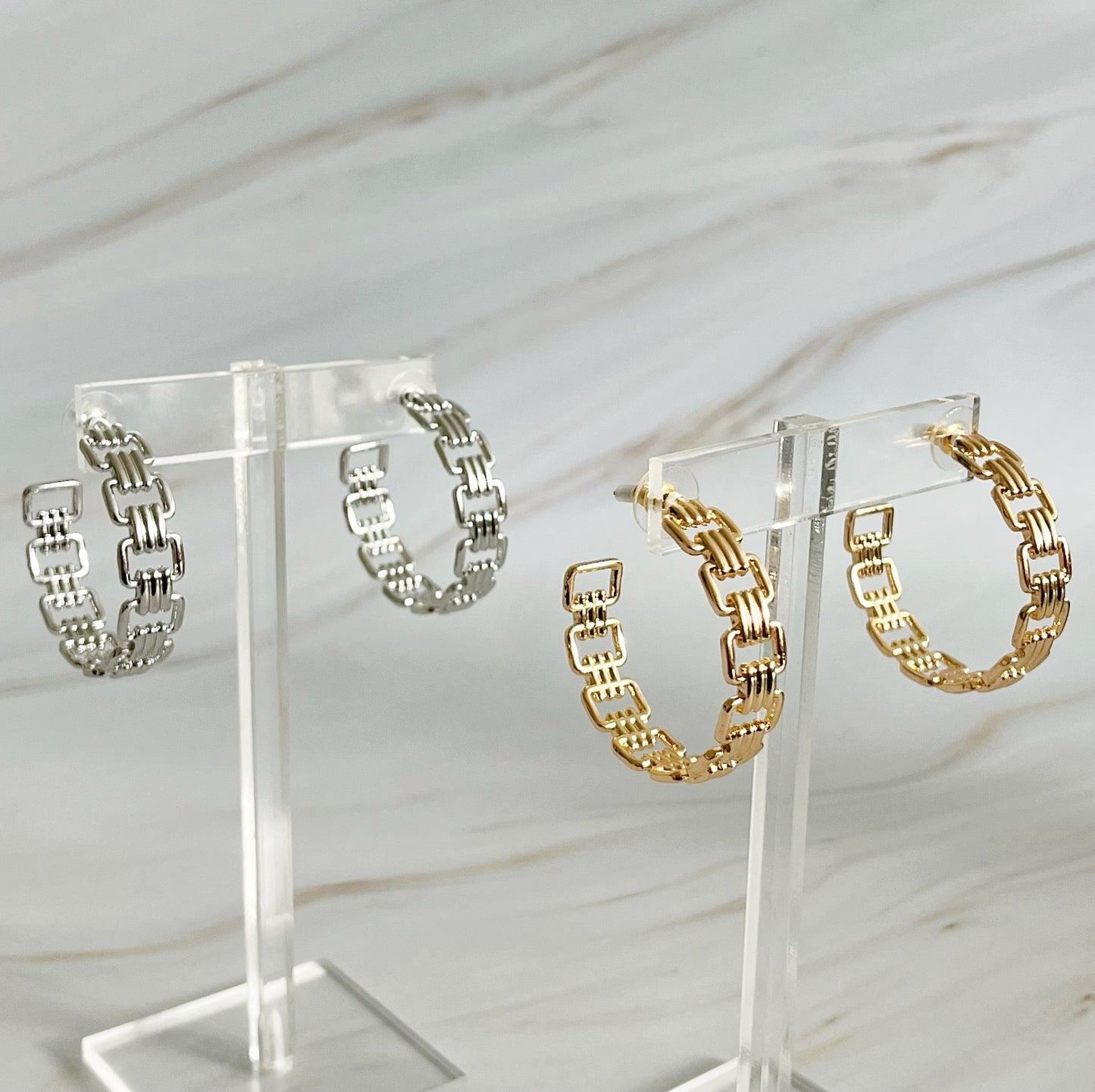 Linked Golden Hoop Earrings by Ellisonyoung.com