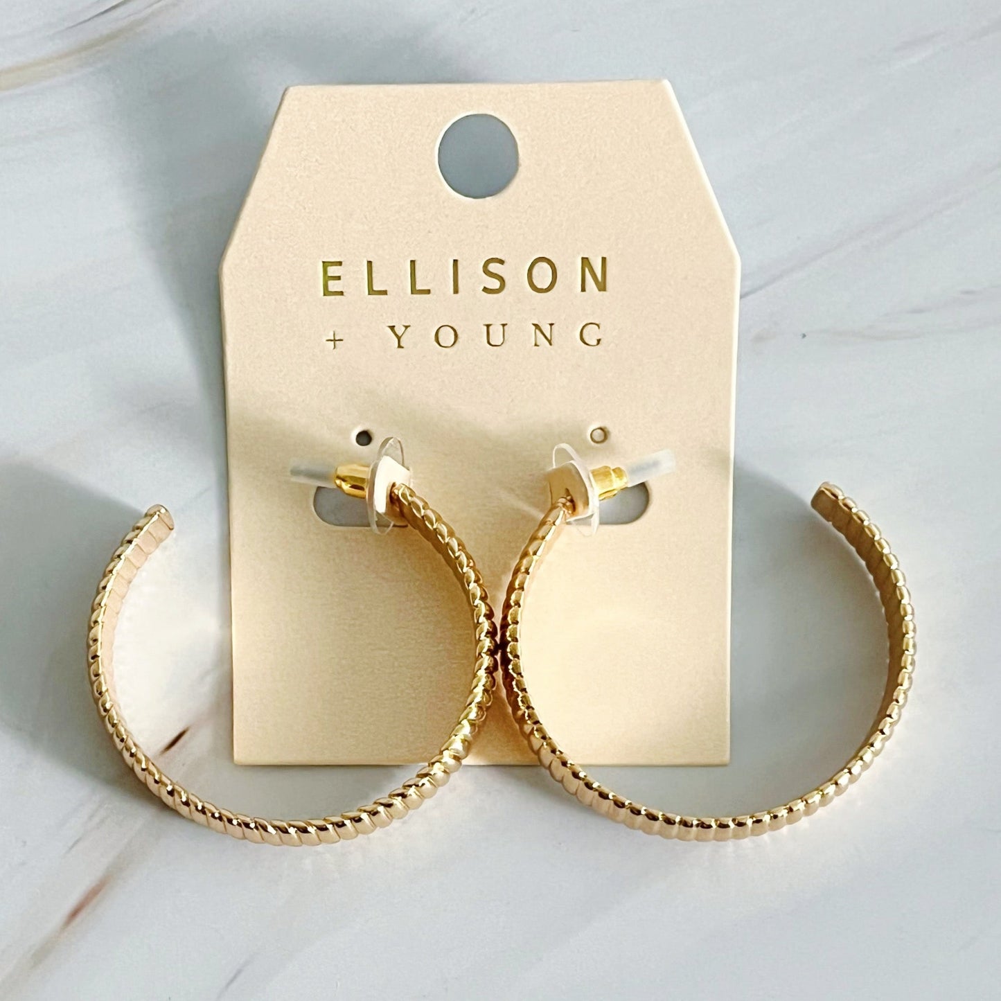 Lux Cabled Golden Hoop Earrings by Ellisonyoung.com