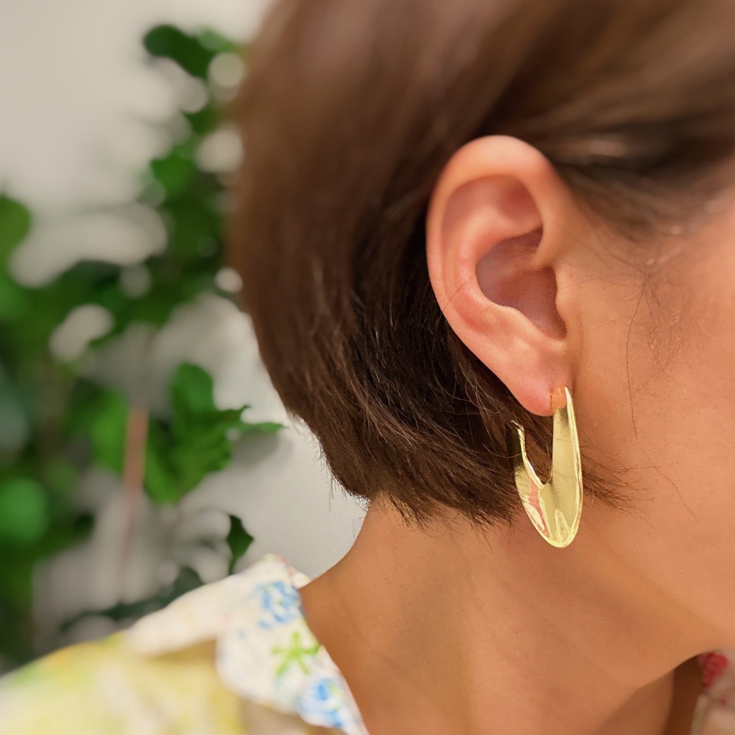 Polished Golden Art Hoop Earrings by Ellisonyoung.com
