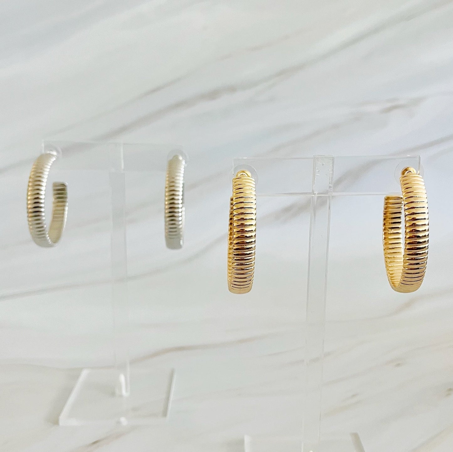 Lux Cabled Golden Hoop Earrings by Ellisonyoung.com