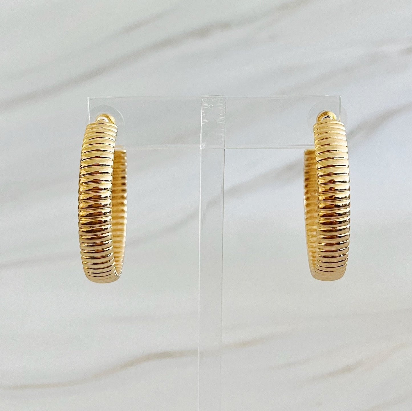 Lux Cabled Golden Hoop Earrings by Ellisonyoung.com
