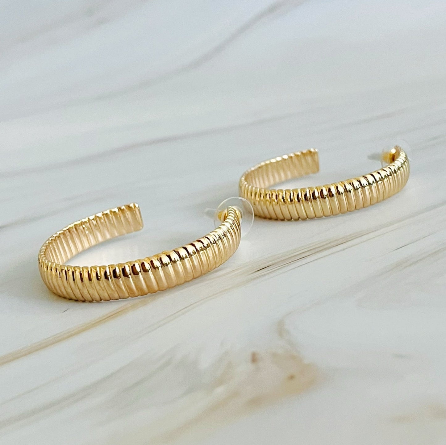 Lux Cabled Golden Hoop Earrings by Ellisonyoung.com