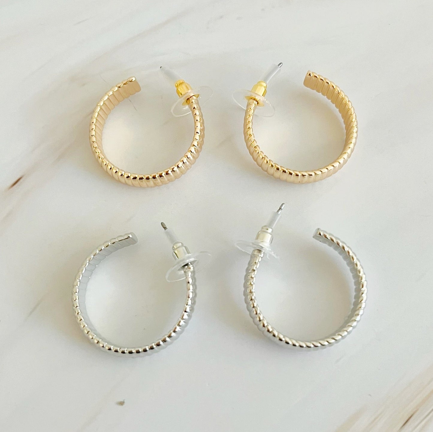 Small Lux Cabled Golden Hoop Earrings by Ellisonyoung.com