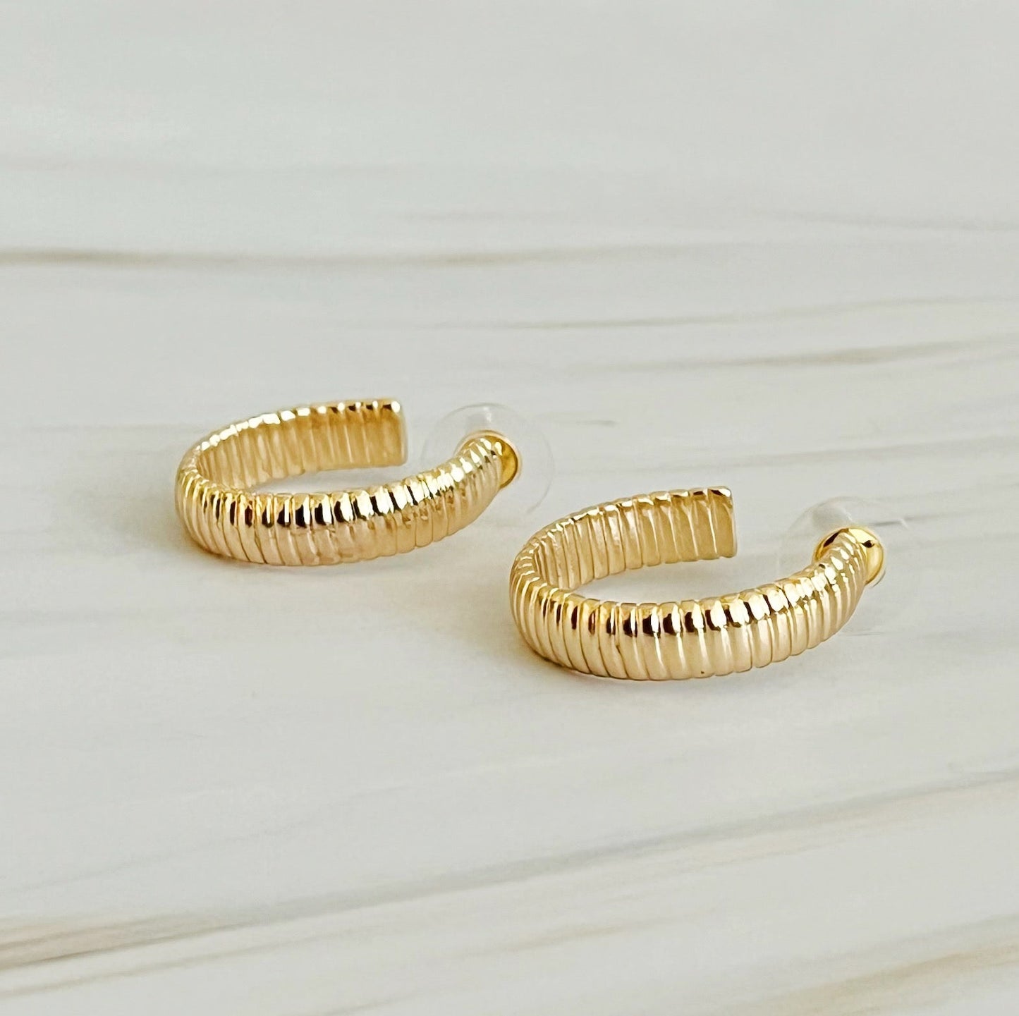 Small Lux Cabled Golden Hoop Earrings by Ellisonyoung.com