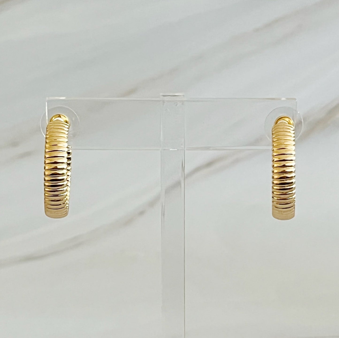 Small Lux Cabled Golden Hoop Earrings by Ellisonyoung.com