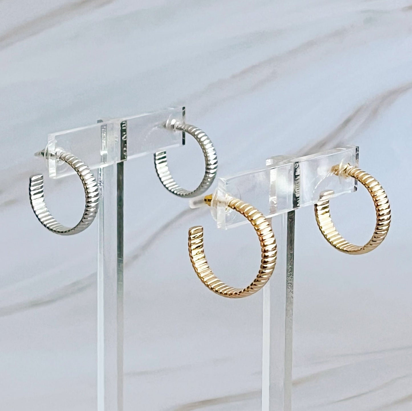 Small Lux Cabled Golden Hoop Earrings by Ellisonyoung.com