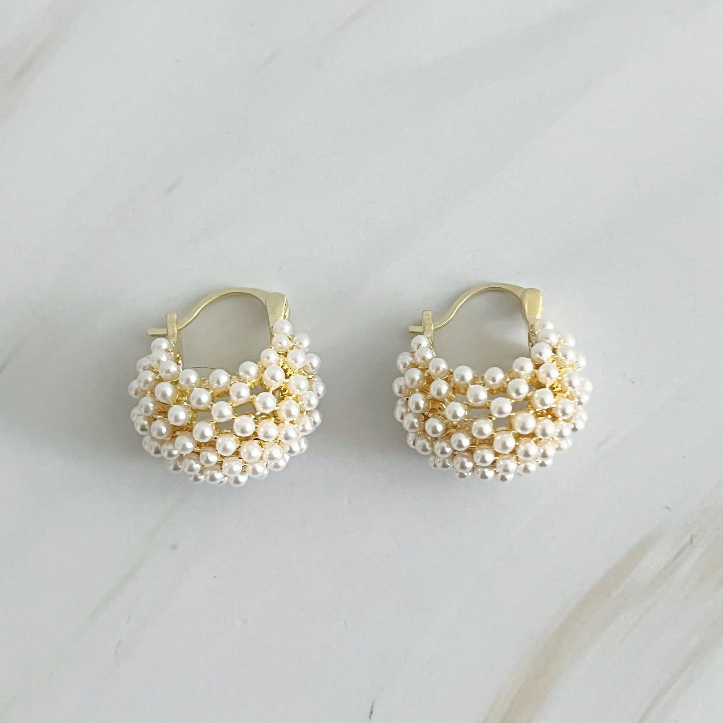 Pearl Knit Hoop Earrings by Ellisonyoung.com