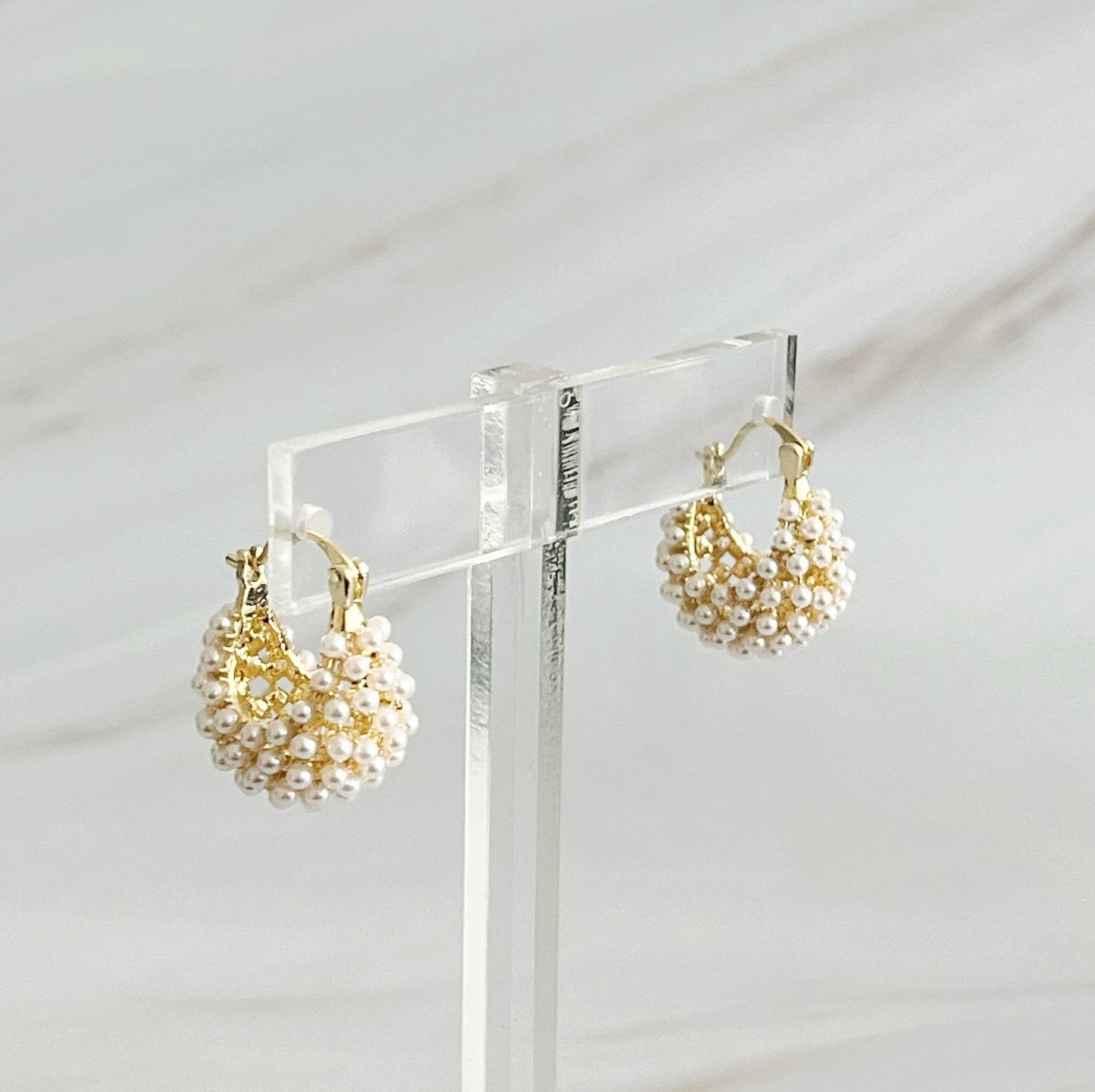 Pearl Knit Hoop Earrings by Ellisonyoung.com