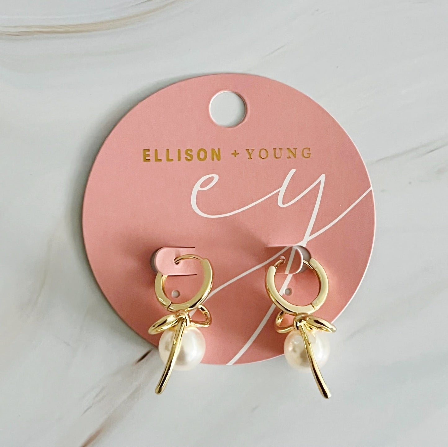 Bowed With Pearl Drop Earrings by Ellisonyoung.com