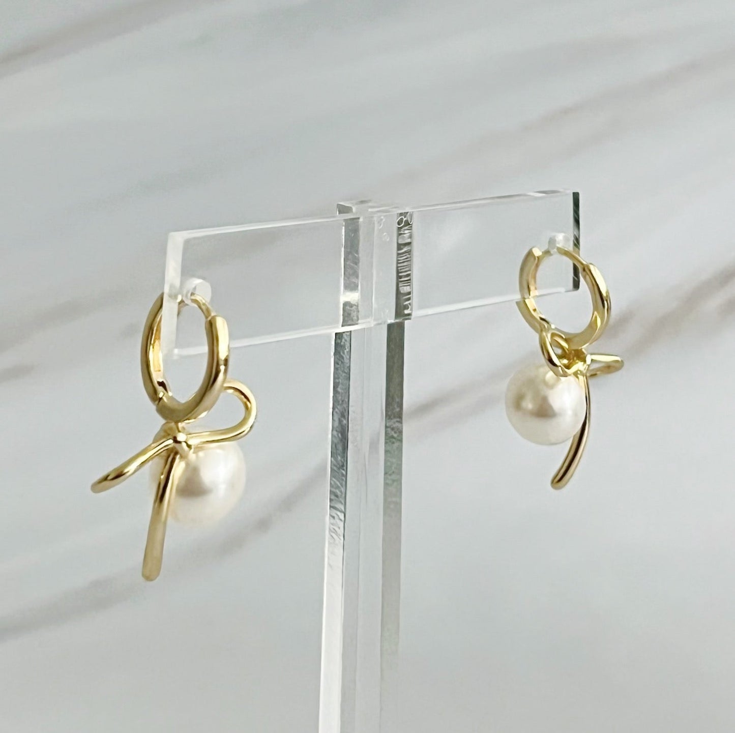 Bowed With Pearl Drop Earrings by Ellisonyoung.com