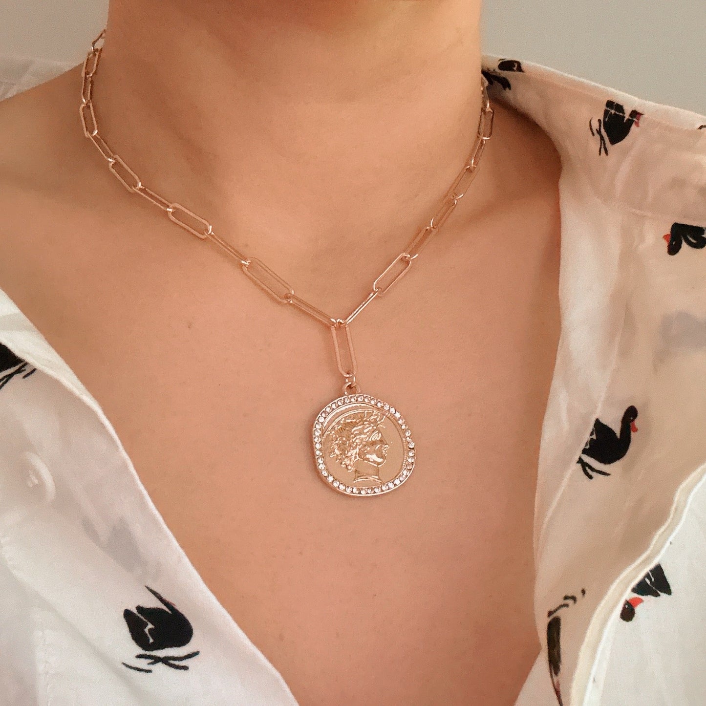 Glam Edge Coin Link Chain Necklace by Ellisonyoung.com