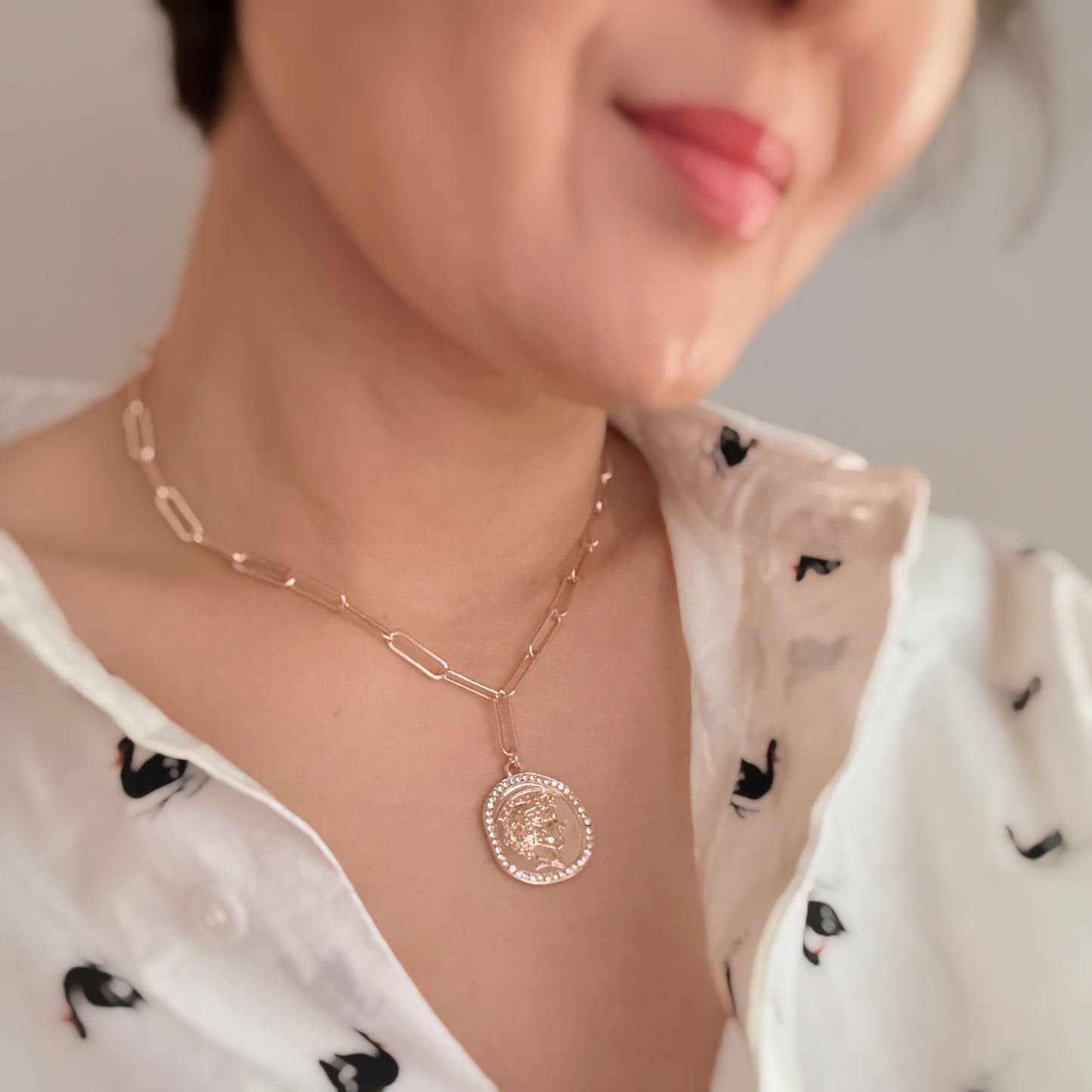 Glam Edge Coin Link Chain Necklace by Ellisonyoung.com