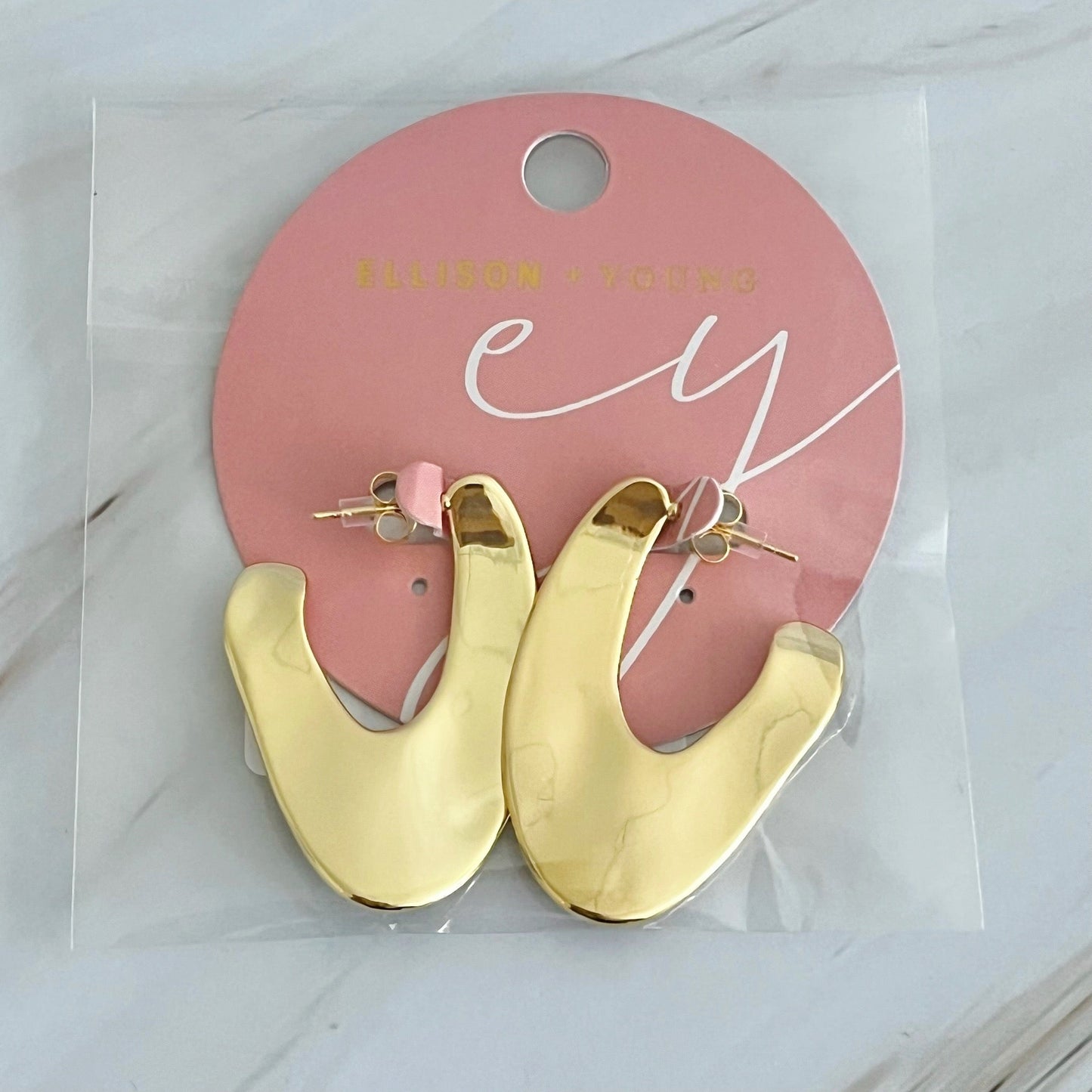 Polished Golden Art Hoop Earrings by Ellisonyoung.com