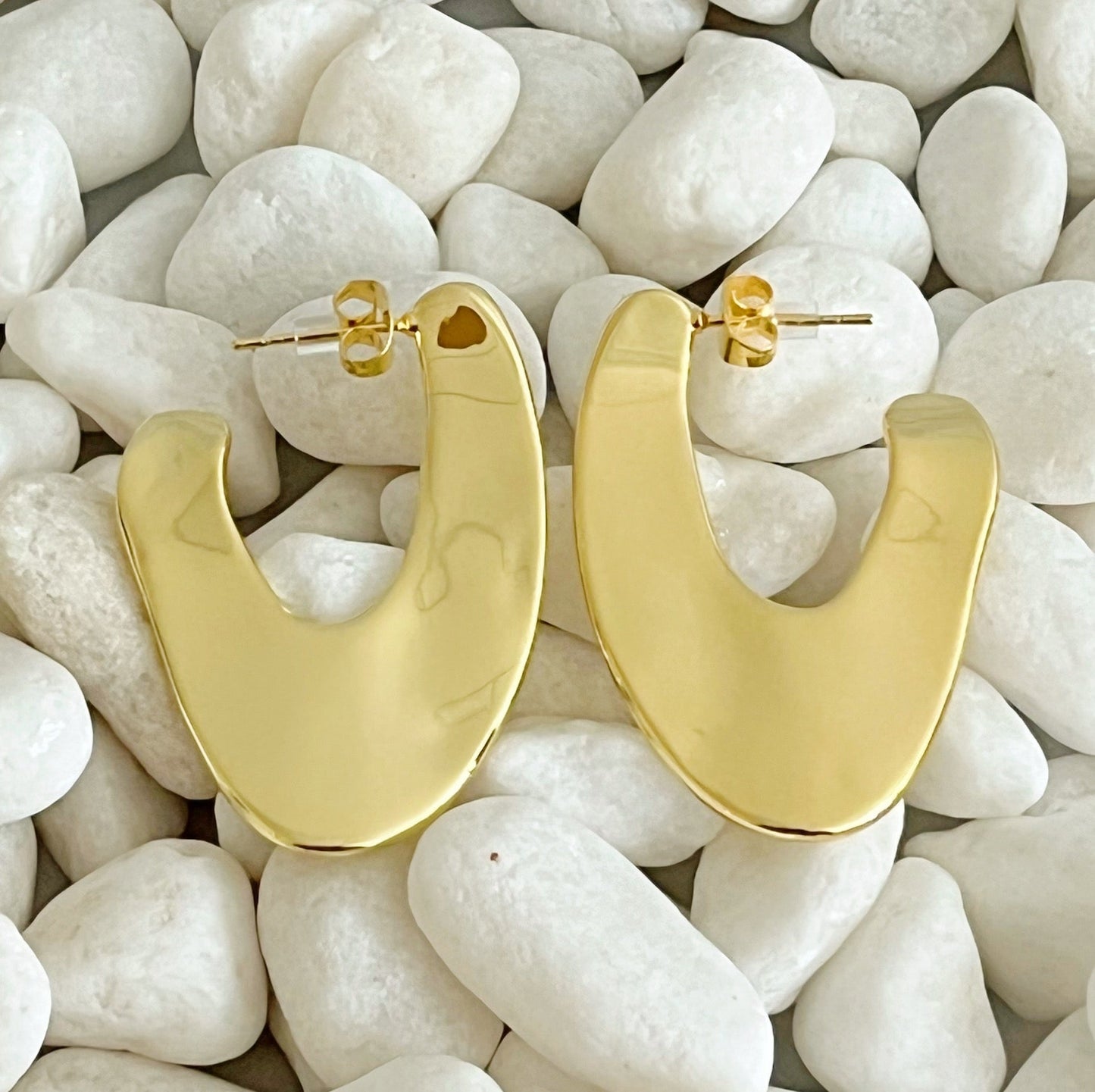Polished Golden Art Hoop Earrings by Ellisonyoung.com
