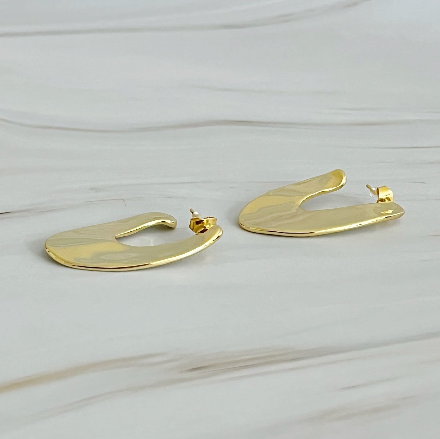 Polished Golden Art Hoop Earrings by Ellisonyoung.com