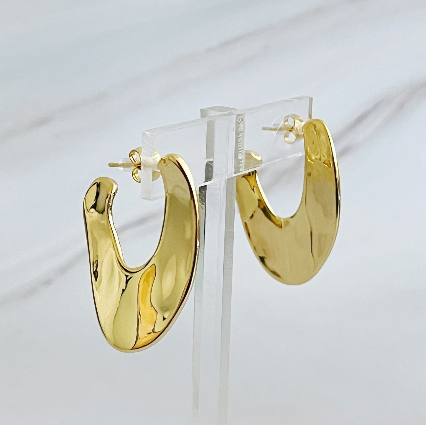 Polished Golden Art Hoop Earrings by Ellisonyoung.com