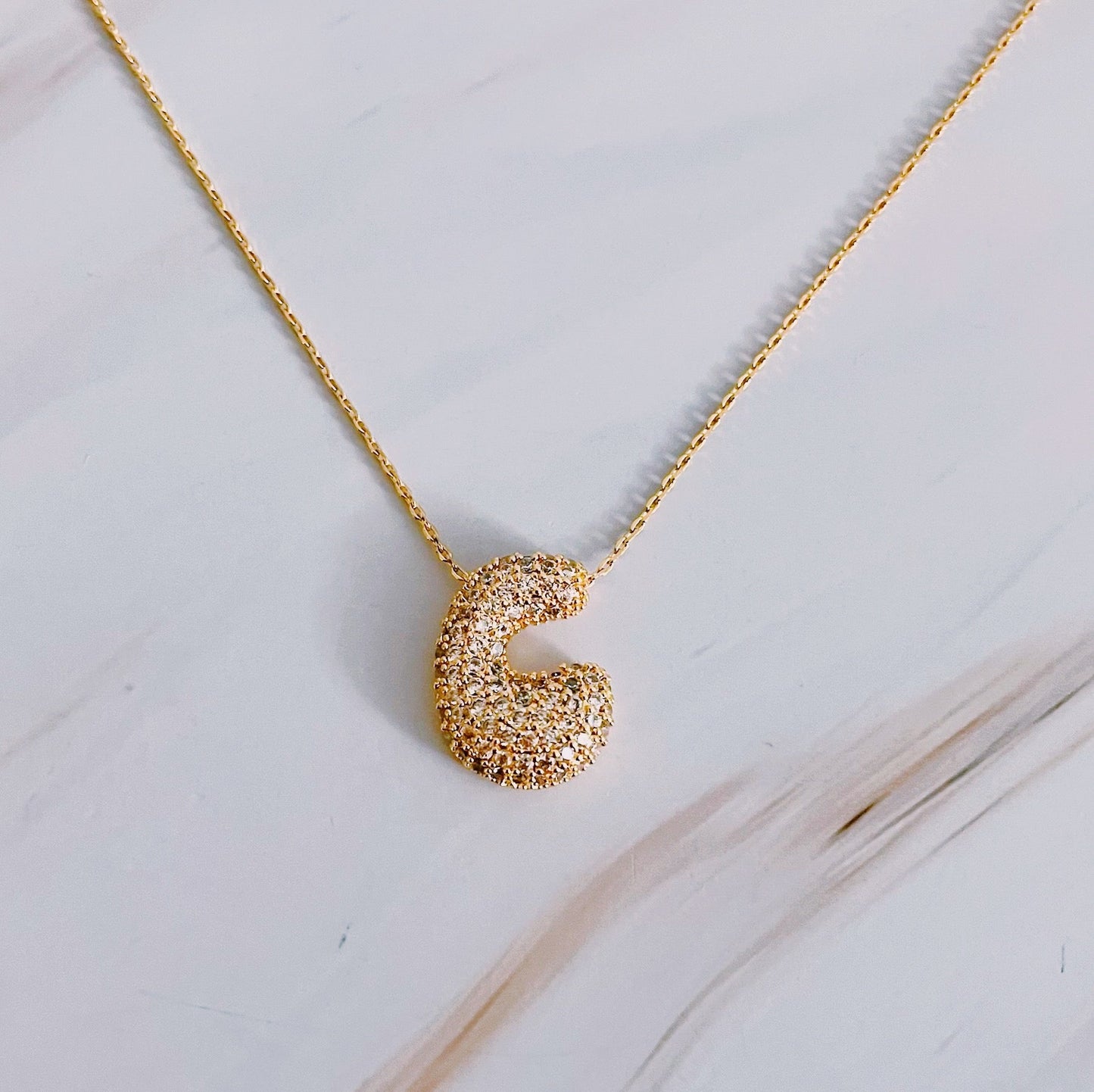 Crystal Bubble Initial Necklace by Ellisonyoung.com