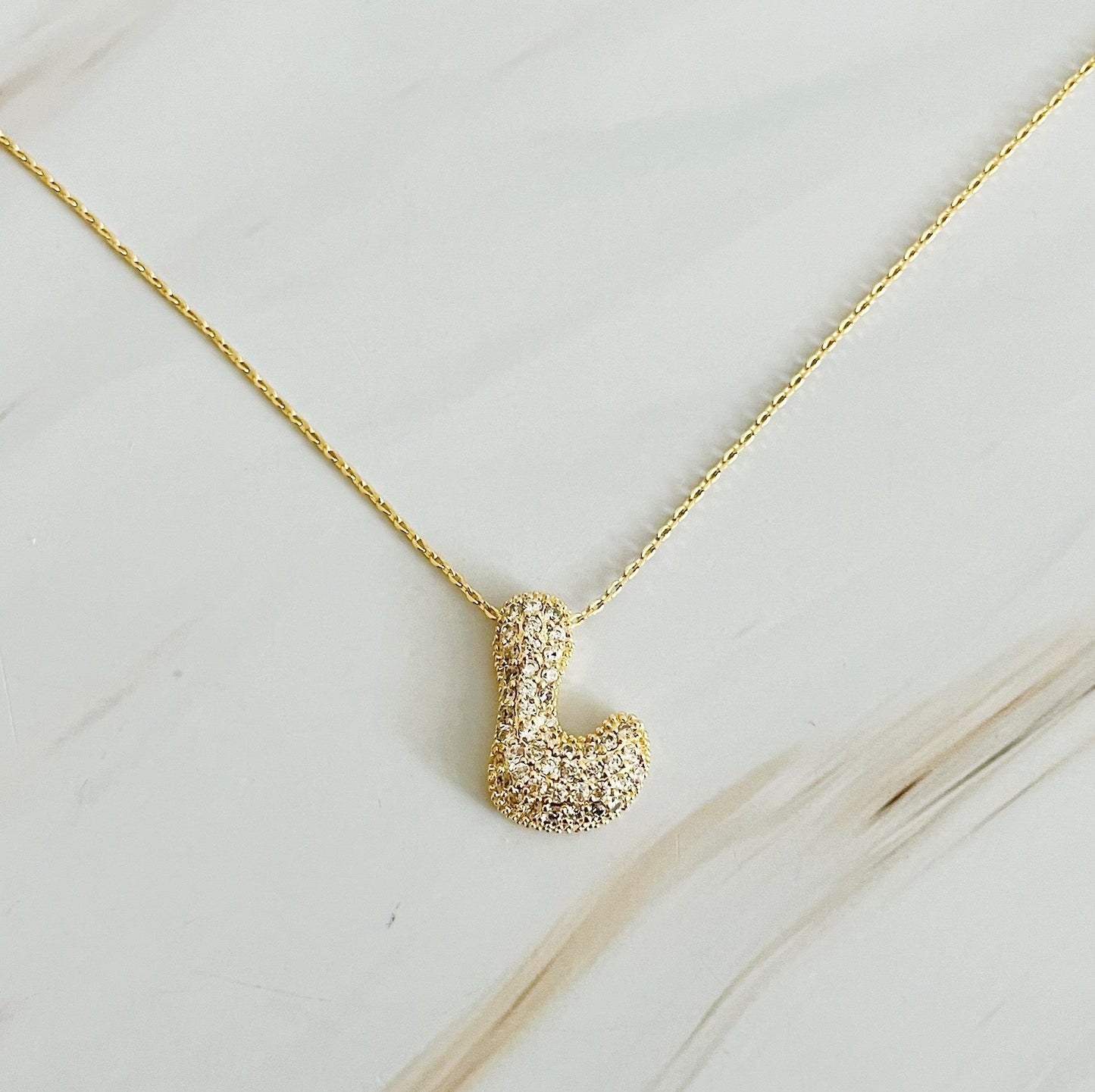 Crystal Bubble Initial Necklace by Ellisonyoung.com
