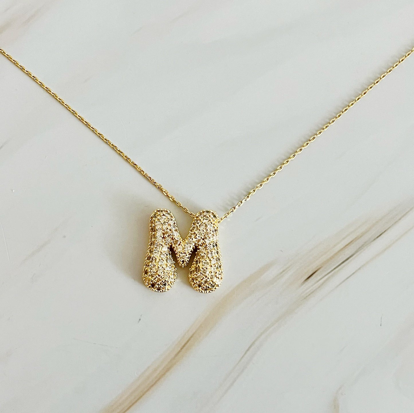 Crystal Bubble Initial Necklace by Ellisonyoung.com