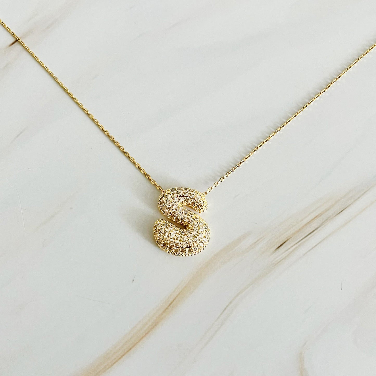 Crystal Bubble Initial Necklace by Ellisonyoung.com