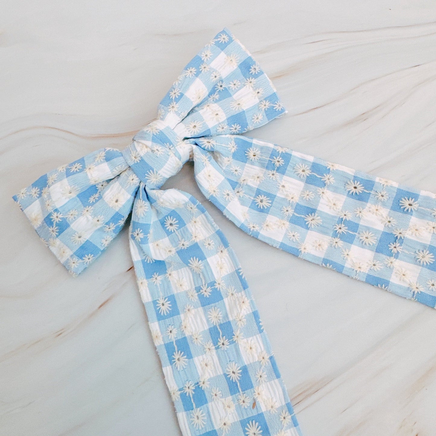 Daisy Picnic Gingham Bow Hair Clip by Ellisonyoung.com
