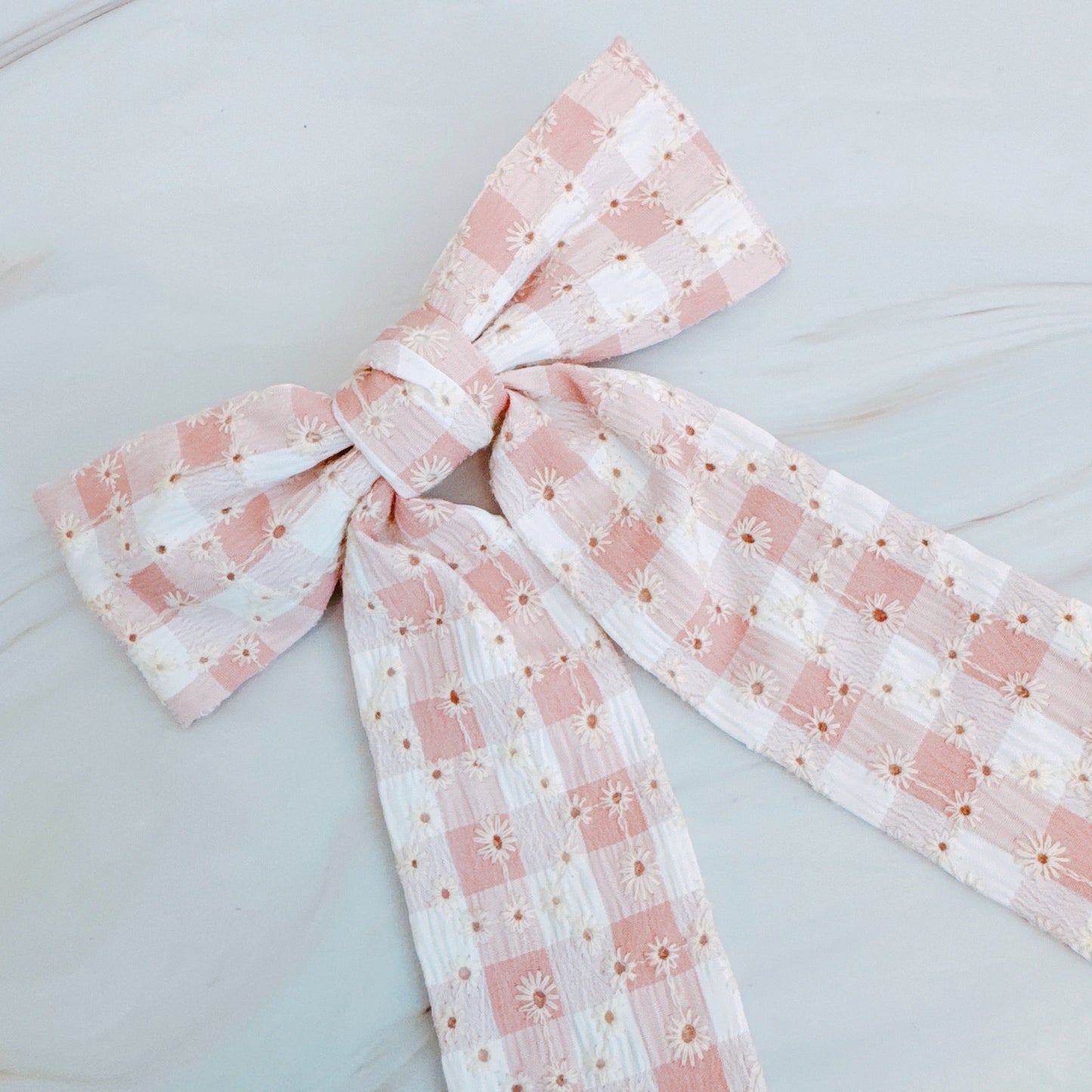 Daisy Picnic Gingham Bow Hair Clip by Ellisonyoung.com